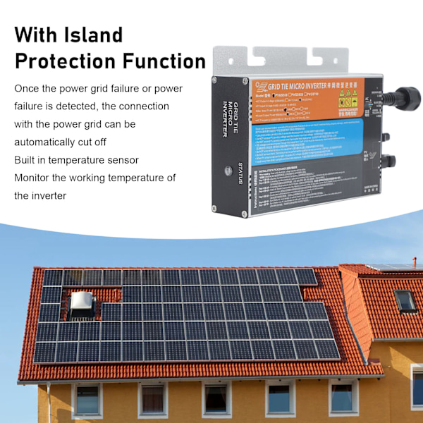 500W Solcelle Mikro Inverter Sinus Bølge Strømbeskyttelse Aluminium Legering AC 220V Solcelle Nettilsluttet Mikro Inverter til Solpanel