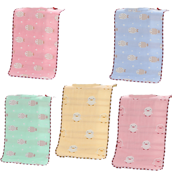 5 stk rene bomulls håndklær for barn, jacquard sekslags gasbind håndklær for barn