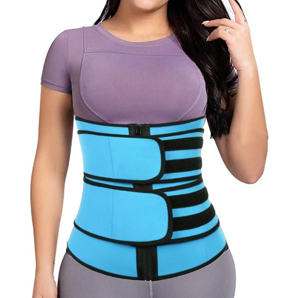 Women's waist trainer long sauna exercise double belt body