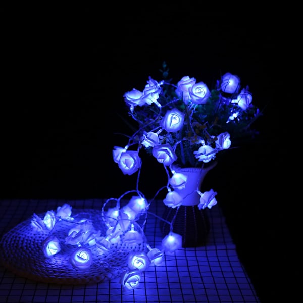 LED Rose Blomst LED Lysstreng Julebryllup Fest Have Dekoration (Blå 5m)