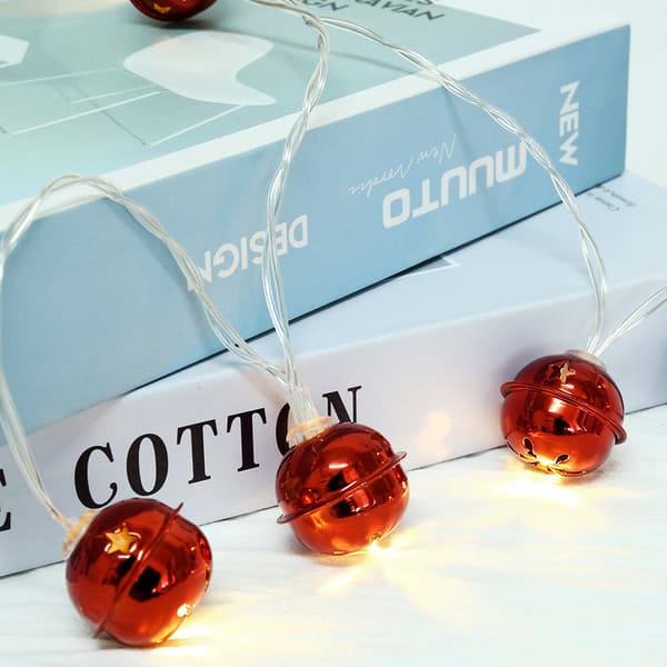 1,65 m 10 LED Röda Metallklockor LED Ljusslinga Dekorationsljus för Sovrum Julgransdekoration