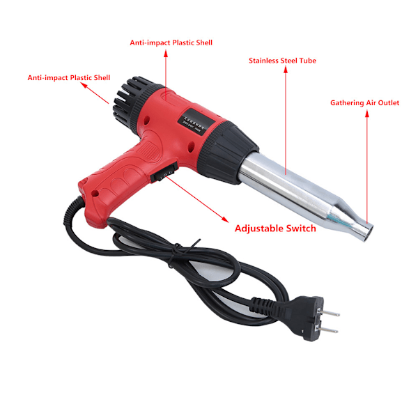 700W Justerbar Temperatur Varmeluftpistol Loddevarmeblæser 220V CN Stik
