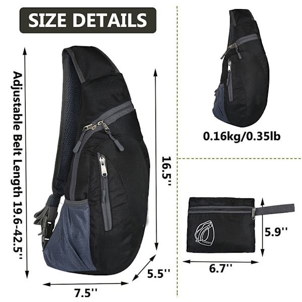 Männs ryggsäck liten crossbody bröstrem ryggsäck hopfällbar sportväska utomhus axelväska