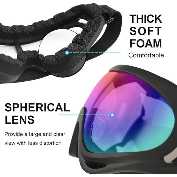 Skibriller, 2-pack, Snowboardglasögon för barn, pojkar & flickor, ungdomar, män & kvinnor, hjälmkompatibla med UV 400-skydd, vindbeständiga