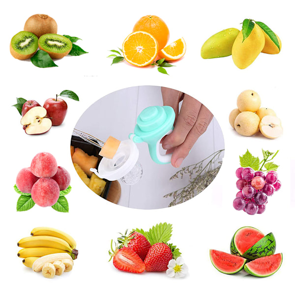 Baby Fruktmatare Napp - Babymatare Färska Matar Napp Spädbarn Frukt Tandningsleksak, 1 Förpackning och 2 Nappklämmor