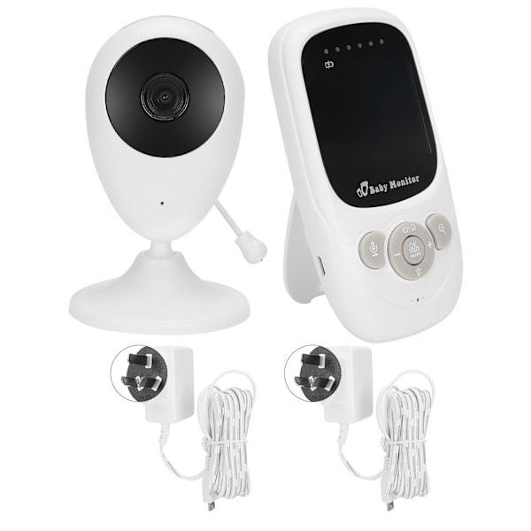 2,4G Trådløs Babyalarm med Musikfunktion, Temperaturmåling, Videoovervågning, 100‑240VAU Stik