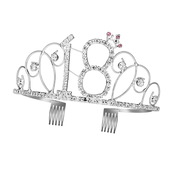 Syntymäpäiväkruunu Tiara hiuskammalla Kristalliriipus Hopeinen Syntymäpäivälahja Naisille Prinsessapuoti Tarvikkeet ja Koristeet Kristallilla