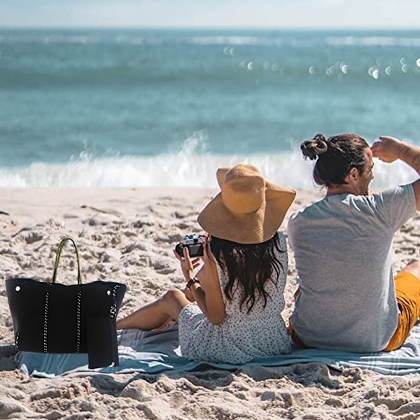 Multifunktionell strandväska Snygg träningsväska stor poolväska Axelväska Strandväska med liten handväska