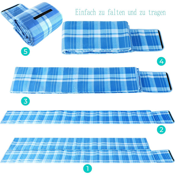 Suntric picknickfilt 200 x 200 cm, vattentät picknickfilt, picknickmatta med bärhandtag, värmeisolerad fleece, vattentät, utomhusstrand