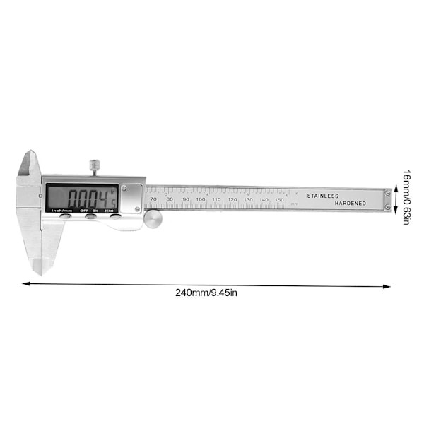 Digital Noniusmåler i Rustfrit Stål 6 tommer 150mm (Lav Ende)