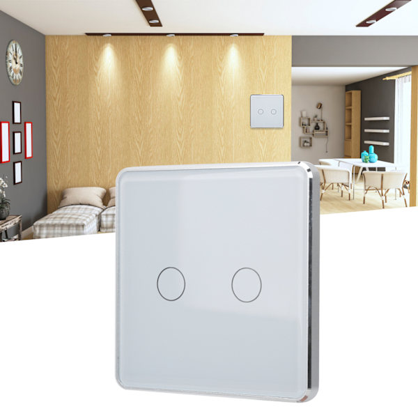 Intelligent Beröringsstyrd Ljusströmbrytare 86 Typ Trådlös för ZigBee 2.4G Röststyrning AC 100‑250V 2-vägs