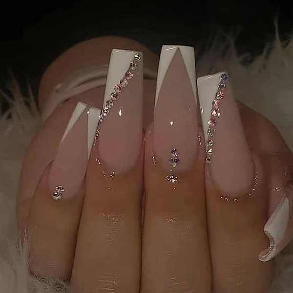Avtagbare falske neglplaster, lange negler, ballettnegler, negltips, neglplaster (24 stk)