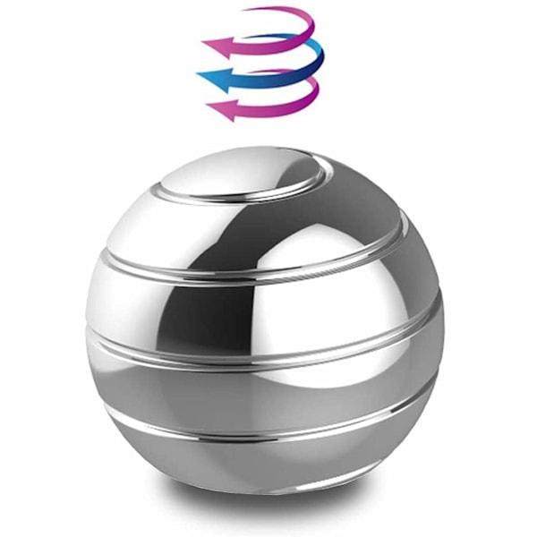 Kinetisk Skrivbordsleksak, Full Kropps Optisk Illusion Spinnerkula, Presenter till Män, Kvinnor, Barn 1.5” Storlek (Silver)