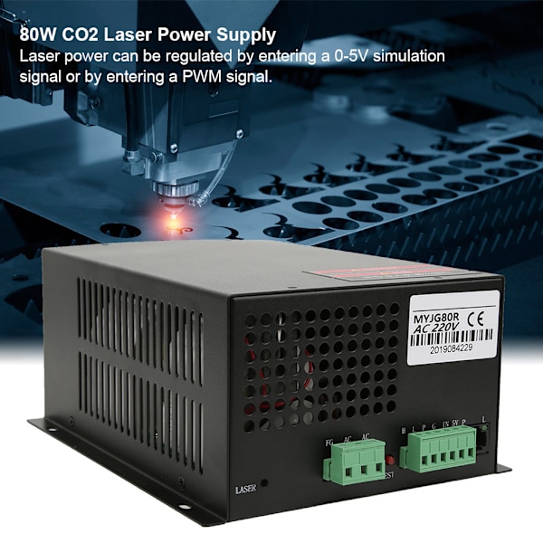 MYJG-80 Laser Strømforsyning 80W AC220V/AC110V for Lasergraverings- og Kuttermaskin