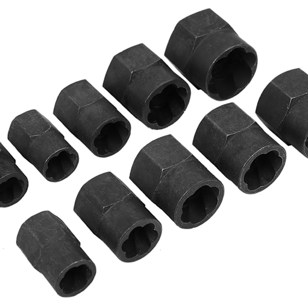 10 stk Mutternedtrekkssett for ødelagte 9‑19mm muttere Ekstraktor Aluminium Boks