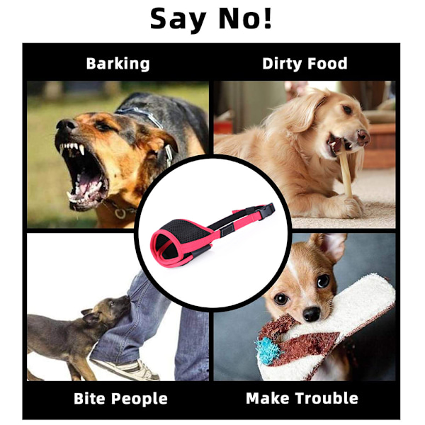 Hundemundkurv i Nylon, Blød Mundkurv, Anti-Bid, Gøen, Sikker, Mesh Åndbar, Munddækning til Små, Mellemstore og Store Hunde