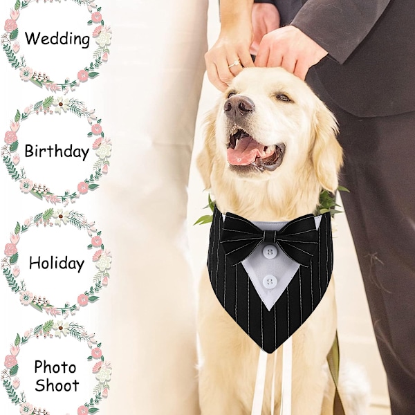 2 stk Hundesmøkk, Hundebryllupsbandana med Sløyfe, Bursdagskostyme Justerbar, for Små Mellomstore Store Kjæledyr