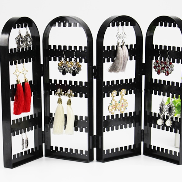 240 hål hopfällbar akrylörhängehållare, smyckeshängare arrangör, halsbandshållare 3 vik dubbelsidig stativ örhänge display
