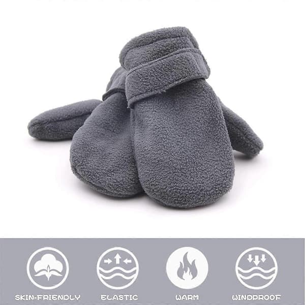 Unisex Vinter Fluffy Hansker Vanntette Plysjvanter med Ensfarget for Jenter Gutter Vinterutstyr Grå Gray