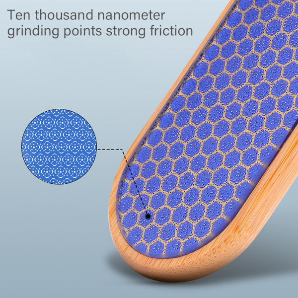 Glass Fotfil – Fotskrubb for Død Hud med Bambushåndtak - Hælfilfjerner for Våte og Tørre Føtter