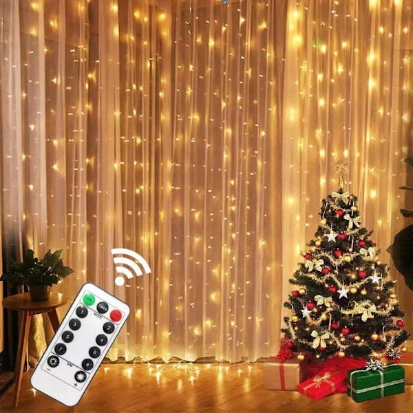 300 led gardinljus för sovrum, USB drivna ljusslingor med fjärrkontroll, vattentäta fönster Fairy Lights för julfest Bröllopshem