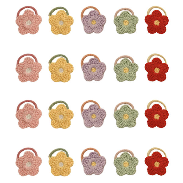 Söta Hårband för Flickor - 20-pack Färgglada Elastiska Hårband med Blomsterdekoration