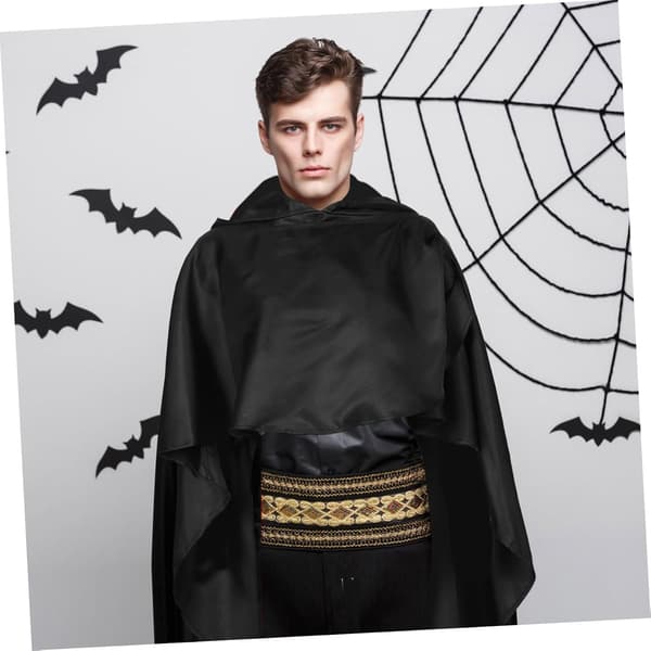 Retro ridderkappe med hætte, middelalderkappe til mænd, sort kappe med hætte til Halloween-cosplaybegivenheder og renæssancefestivaler