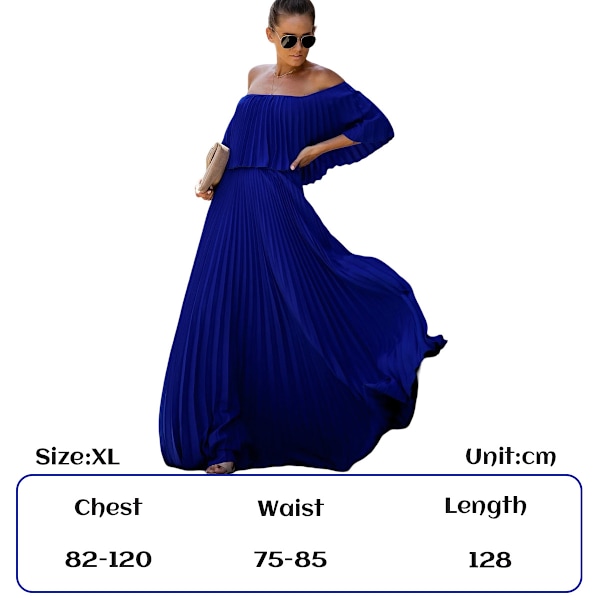 Kvinnors Off Shoulder Ruffle Festklänning Sidosplit Strand Maxi Klänning