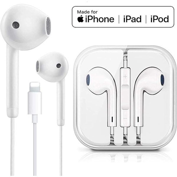 Hörlurar, hone Earbuds Stereo, med mikrofon och volymkontroll, brusisolerande headset som passar kompatibelt med iPhone Xs/XR/XS Max/iPhone 7/7 Plus