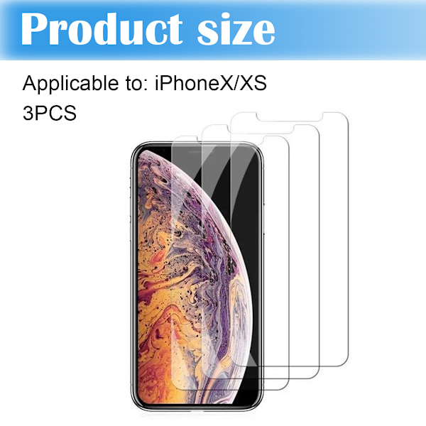 3-osainen setti - iPhone X/Xs - karkaistu lasi näytönsuojakalvo