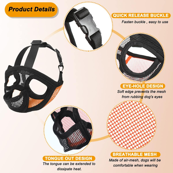 Bulldog Snuden, Kort Snuden Hund Snuden, Mesh Snuden med Tunge Ud Design, Fladt Ansigt Hund Snuden (Orange)