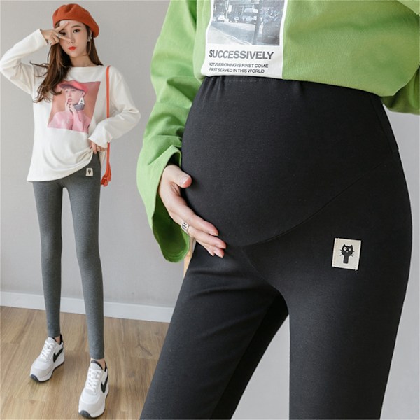 Leggings Ytterkläder Plus Size Tunn Sektion Magnstöd Elastiska Pennbyxor Hög Midja Byxor för Gravida Kvinnor Svart XXL