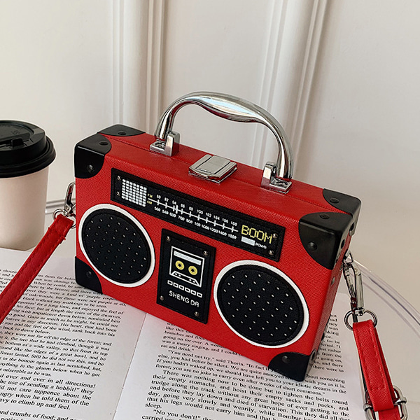 Retro radio-inspirerad väska, elegant PU-kvällväska, exklusivt för kvinnor