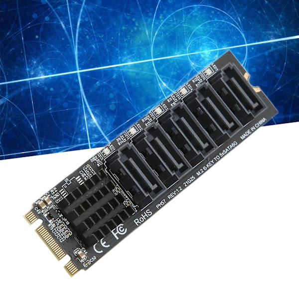Konverteringskort M.2 NGFF BKEY SATA till 5-ports 6Gbps Stabil Drift Utbyggnadskort