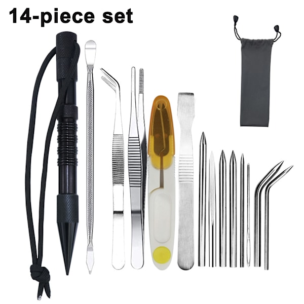 14 st Paracord Nålset, Paracord FID Snörningsnålar och Black
