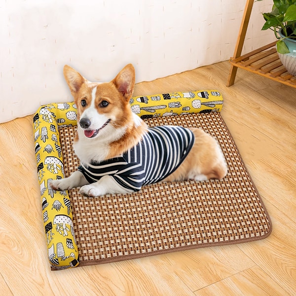 Ortopædiske Hundesenge til Ekstra Store Hunde, Vandtætte Hundesenge XL, Behagelig Kølig Rattan Hvalpeseng Kattesenge Skridsikker Bund (XL)
