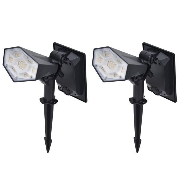 2-pakks Solcelled Hagebelysning 26LEDs Solcelled Landskaps Spotlight IP65 Vanntett Hage Lampe for Hageplen Innkjørsel