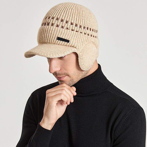 Vindtett Beanie med Kort Skygge for Menn og Kvinner med Øreklaffer og Fleecefôr