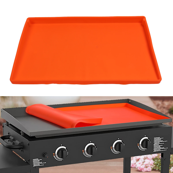 Orange Griddle Mat Udendørs BBQ Varmebestandig Foldbar Silikon Griddle Top Beskyttelsesdæksel Mat 28in