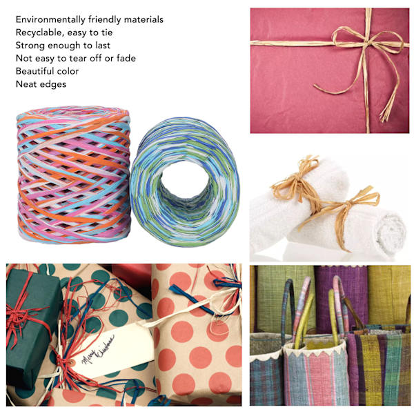 4 st Raffiapappersband 120m Längd Färgglada Miljövänliga Återvinningsbara Förpackningspappersremsor DIY Hantverk Raffia Garn