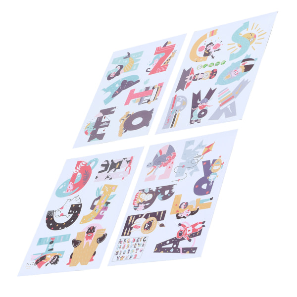 4st ABC-dekaler Alfabetdekaler 26 tecknade engelska alfabetet