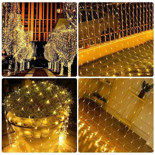 Solar Outdoor Light Net, 3x2m 200 LED Mesh Net Fairy Lights, 8 lägen julbelysning för julgran, buskar, trädgård, uteplats, fönsterdekorationer
