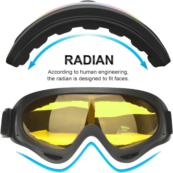 Skibriller, 2-pack, Snowboardglasögon för barn, pojkar & flickor, ungdomar, män & kvinnor, hjälmkompatibla med UV 400-skydd, vindbeständiga