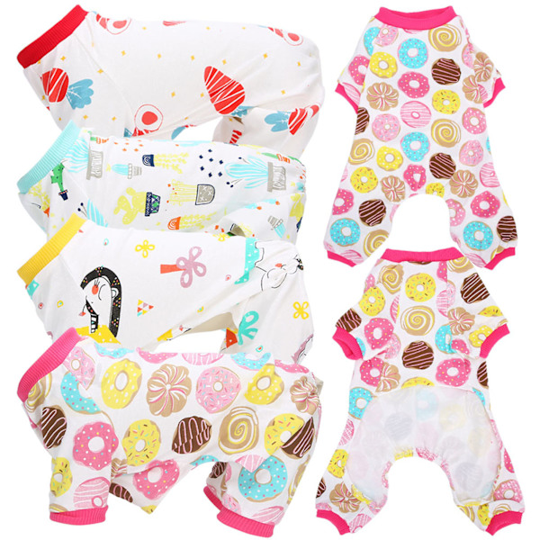 4-pack Hund Jumpsuit Mjukt Kläder Vår Sommar Bomull Hundar Bodysuits Långärmad Skjorta M
