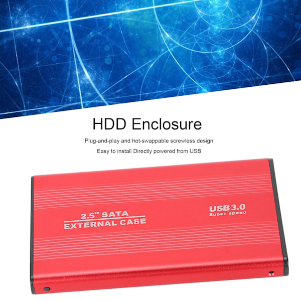 HDD-hölje Plug and Play 3TB USB3.0 SSD Hårddisklåda för Bärbara datorer/OS X Extern Datalagring Röd