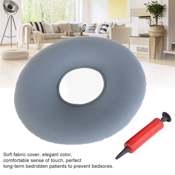 Uppblåsbar Donutkudde / Doughnutkudde med Pump & Resväska - Ländstöd för Hemorrojder, Graviditet, Sittbensvärk, Användning i Hemmet