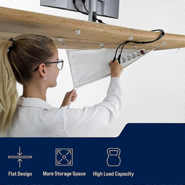Cable Management Net - Under Desk Cable Management - Flexible Under Desk Cable Management Shelf White A