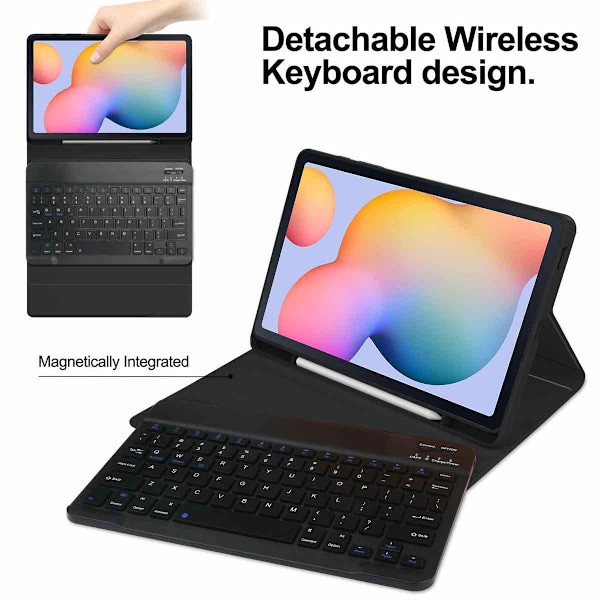 Tablett Bluetooth-tangentbord med fodralset för Samsung S6 Lite P610/P610 med skärmstorlek 10,4 tum