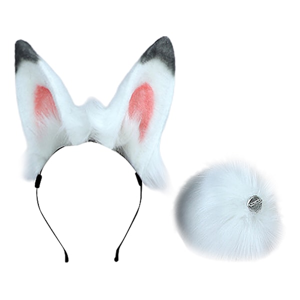 Plush-huivi Rabbit Ears Headwear Tail Set - Karvainen hiusnauha söpö pääpanta eläin Halloween-juhliin