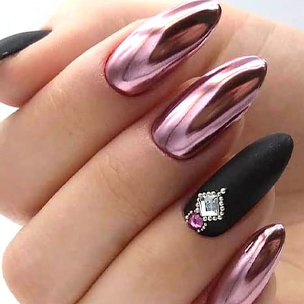 Nagelpulver metall spegeleffekt holografisk aurora kameleont pigment, nagelkonst gel fast magiskt spegelpulver